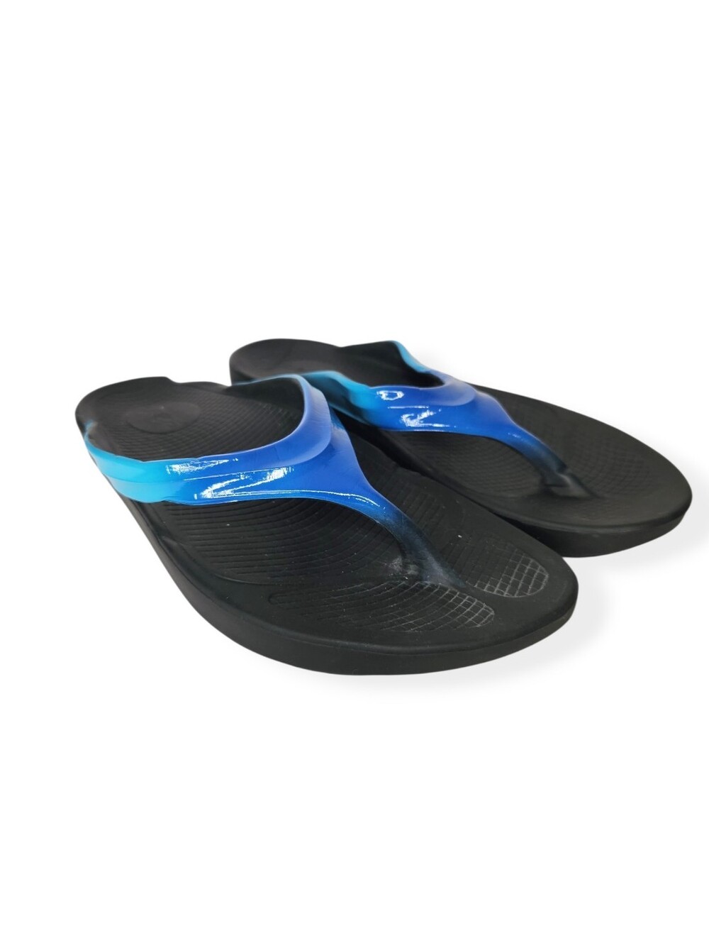 Oofos OOLALA Luxe Women's Blue Gradient Thong Sandals Flip Flops Size 10